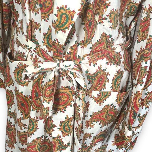 Vintage Towncraft Penn-Prest Paisley Print Unisex Robe Belted Dressing Gown - Picture 8 of 13
